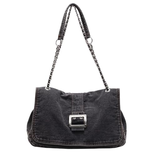 Stylish Denim Tote Bag for Women, Jean Purse Designer Handbag with Adjustable Strap