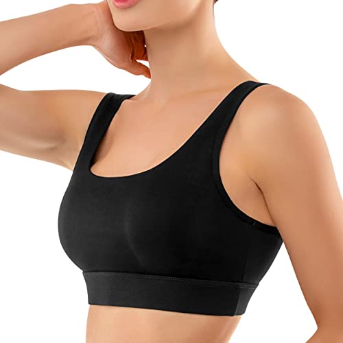SINOPHANT Sujetador deportivo de alto impacto, sin hebilla para mujer, con almohadillas extraíbles para yoga, gimnasio y correr, Negro, XXL Cover