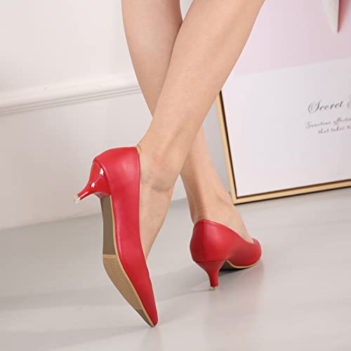 Image of Women's Low Kitten Heel Pumps Classic Fashion Dress Pumps Simple Heeled Shoes for Office Work