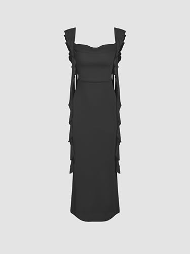 Image of CIDER Formal Dresses for Women Wedding Guest Dresses Summer Maxi Dress Sleeveless Mesh Ruffle Cocktail Dress Elegant Outfits
