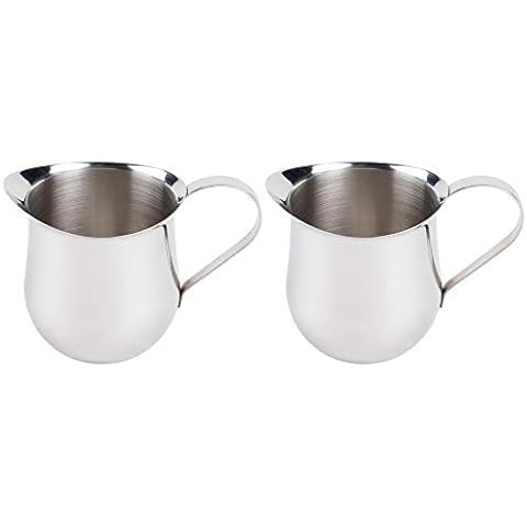 (2 Pack) 3-Ounce Stainless Steel Bell Creamer, 90 ml. Bell-Shaped Serving Cream Pitcher Cover