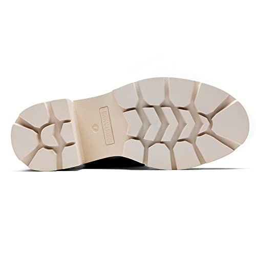 DREAM PAIRS Women's Sdab2212w Chelsea Platform Boots Elastic Chunky Heel Lug Sole Ankle Booties Shoes, Size 9, Beige/White Pu