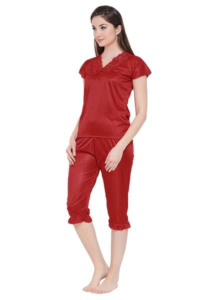 Image of Top & Capri Night Suit Set for Women