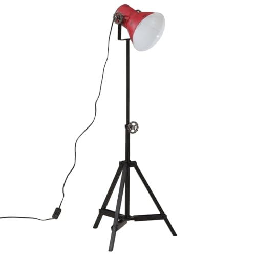 Teenpull Lampadaire en Fer Rouge délavé Style Industriel 35x35x65/95 cm avec Abat-Jour réglable E27 25 W pour Salon Bureau Ambiance décor intérieur