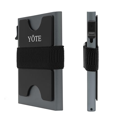 Slim Modern Minimalist Wallet RFID Blocking Metal Credit Card Case Wallet for Men, Pop Up Safecard Mens Wallet (Grey)