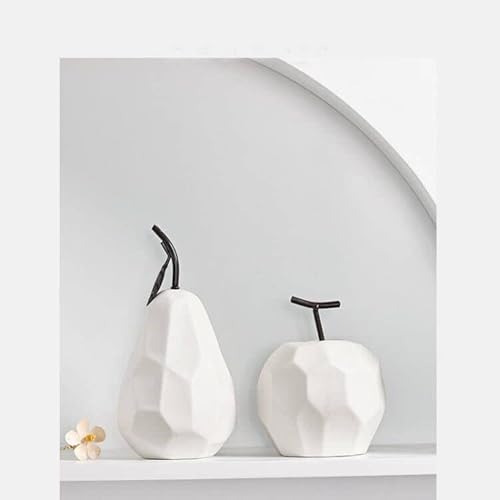 Realideas Porcelain Pear Statue Geometric Fruit Pear Figurine Home Decor Accents Ornament Collectible Pear Figurine For Home Office Tabletop Centerpiece Bookshelf Bedroom thumb #3