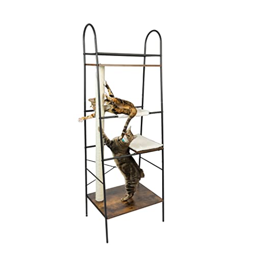 PetFusion VersiCLimb Cat Climber | Multi-Purpose Pet Furniture w/Tall Scratching Post & Hammock | Multi-Level Cat Scratcher Great for Pet Storage or Displaying Pictures & Books