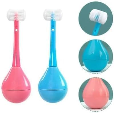 Ncry 1 pc Three Sided Toothbrush for Kids, Three Sided Children's Toothbrush,3D Kids Three-Sided Toothbrush Training, Kids Soft Bristle Toothbrush 4