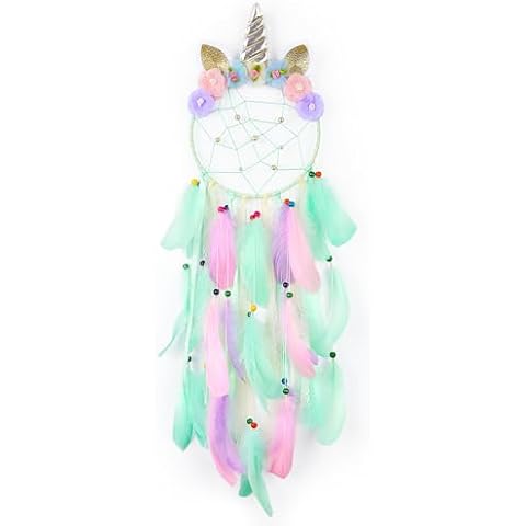 QtGirl Dream Catchers for Kids Unicorn Wall Decor for Girls Bedroom Flower Feather Wall Hanging Decoration Cover