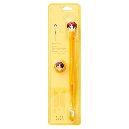 [BTS Official Merchandise] Fans Gift - K-Pop Idols Goods - BTS Character Figure Toothbrush with Convenient Magnetic Holder (Suga)