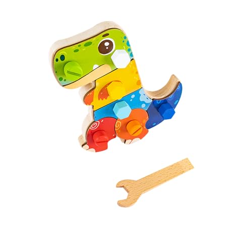 Adena Montessori Nuts Busy Board for 3 4 5 Year Olds Kids,Wooden Montessori Screwdriver Board Set-Fun Dinosaur Nuts and Bolts for Toddler Tool Set,Learning Sensory Preschool Fine Motor Skills Toys
