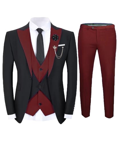 Formal Prom Suits for Men 3 Piece Suit Slim Fit Wedding Tuxedos Dinner Jacket Groomsmen Dresswear JXZ062