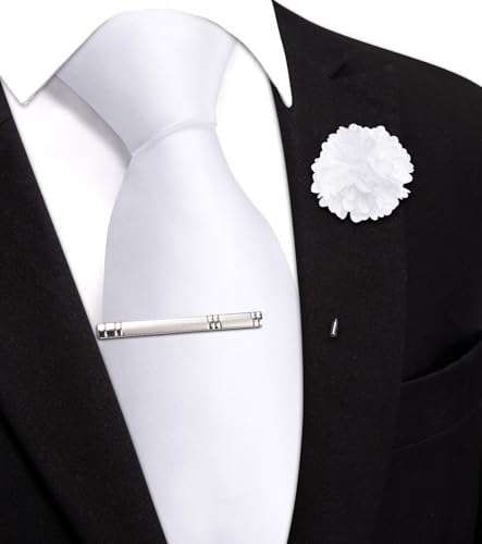 Image of Hi-Tie Pretied Boys Ties Solid Color Kids Adjustable Necktie Lapel Pin Clip Set Age 8-12 Wedding School Graduation