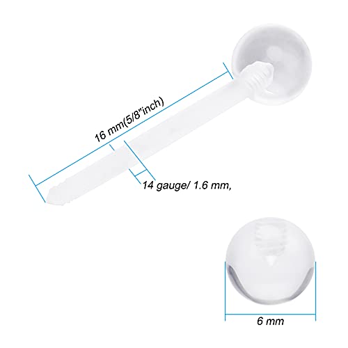CrazyPiercing Transparent Ball and Barbell Clear Tongue Ring Retainer 14G or Nipple Ring2
