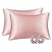 YANIBEST Lot de 2 taies d'oreiller en satin pour cheveux et peau, fermeture éclair invisible, housses de coussin en satin ultra douces, respirantes et lisses