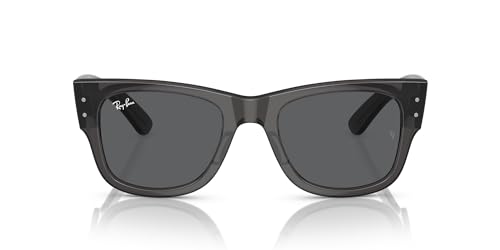 Ray-Ban RB0840S Mega Wayfarer - Gafas de sol cuadradas, Negro transparente/gris oscuro, 51 mm