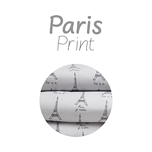 Howplum 4-Piece Paris Eiffel Tower Travel Lover Full Microfiber Bed Sheet Set Bedding, Grey White #TOP2
