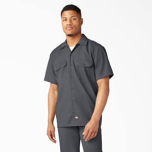 Image of Dickies Men's Short Sleeve Work Shirt - Durable Twill Button Down Shirts for Men, Lightweight Uniform for Daily Wear
