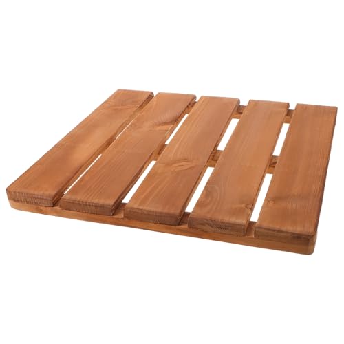 GARIOUANS Alfombrilla de Madera Maciza Antideslizante para Baño y Sauna 40x40 Cm, Esterilla de Ducha para SPA y Hogar, Resistente a Humedad y Fácil de Limpiar, Color Marrón Oscuro