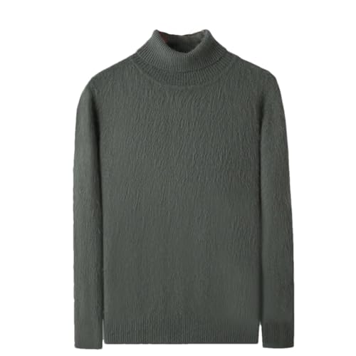 ERFMFKL Men's Turtleneck Sweater Cashmere Blend Loose Knitted Sweater Solid Keep Warm Jumper