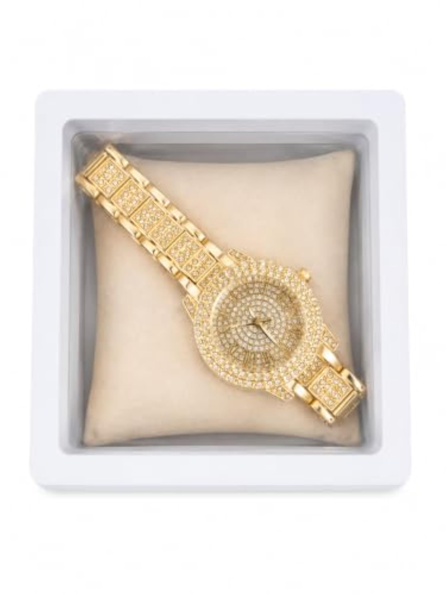 Women's Golden Crystal Studded Analog Wrist Watch