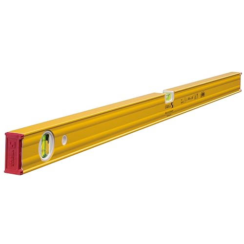 STABILA Wasserwaage Type 80 AS, 100 cm, verstärktes Alu-Profil, 1 Horizontal-Libelle, 1 integrierte Rutsch-Stopper, Made in Germany