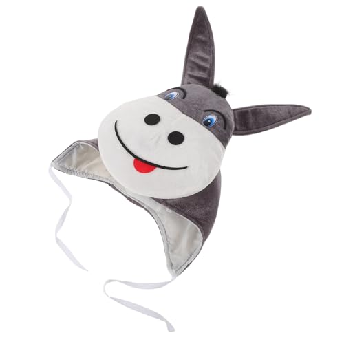 POPETPOP Sombrero de Burro de Peluche Disfraz de Burro para Cosplay Fiestas Navideñas Halloween Gorro Cálido para Adultos Adolescentes Fotos Divertidas