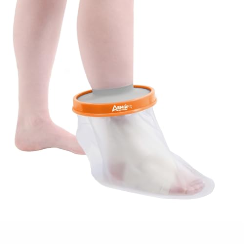 Image of Asmofit Waterproof Foot Cast Cover for Shower, Bath, & Swimming | Reusable Shower Boot with Leak Proof Protection for Casts, Bandages, Surgical Dressing, Wounds & Injury | Durable Cast Protector for Broken Foot & Burns