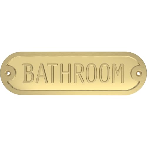 Franklin Brass Derby Bathroom Door Sign Metal Interior Door Plaque in Brushed Gold HHIDPB-BRG-U