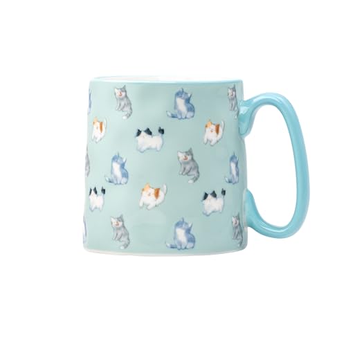 10 Strawberry Street Bella Cat Faces With Blue Mug