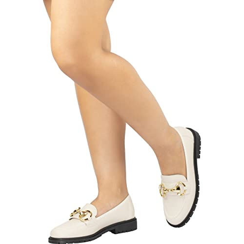 Mocassim Feminino Boyfriend Sapato Tratorado Casual Loafers MOT1 offwhite37