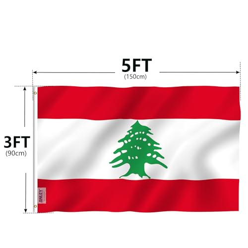ANLEY Fly Breeze 3x5 Feet Lebanon Flag - Vivid Color and UV Fade Resistant - Canvas Header and Double Stitched - the Lebanese Republic Flags Polyester with Brass Grommets 3 X 5 Ft