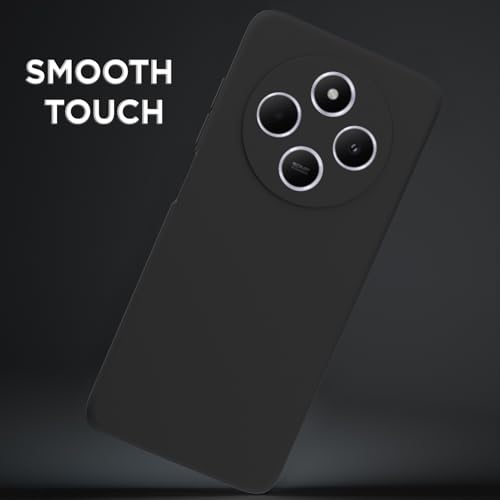 Image of Outlouders Back Cover for Redmi A4 5G / Redmi 14C 5G / Poco C75 5G | Camera Protection | Durable Soft Matte Silicone Bumper Case (Black)