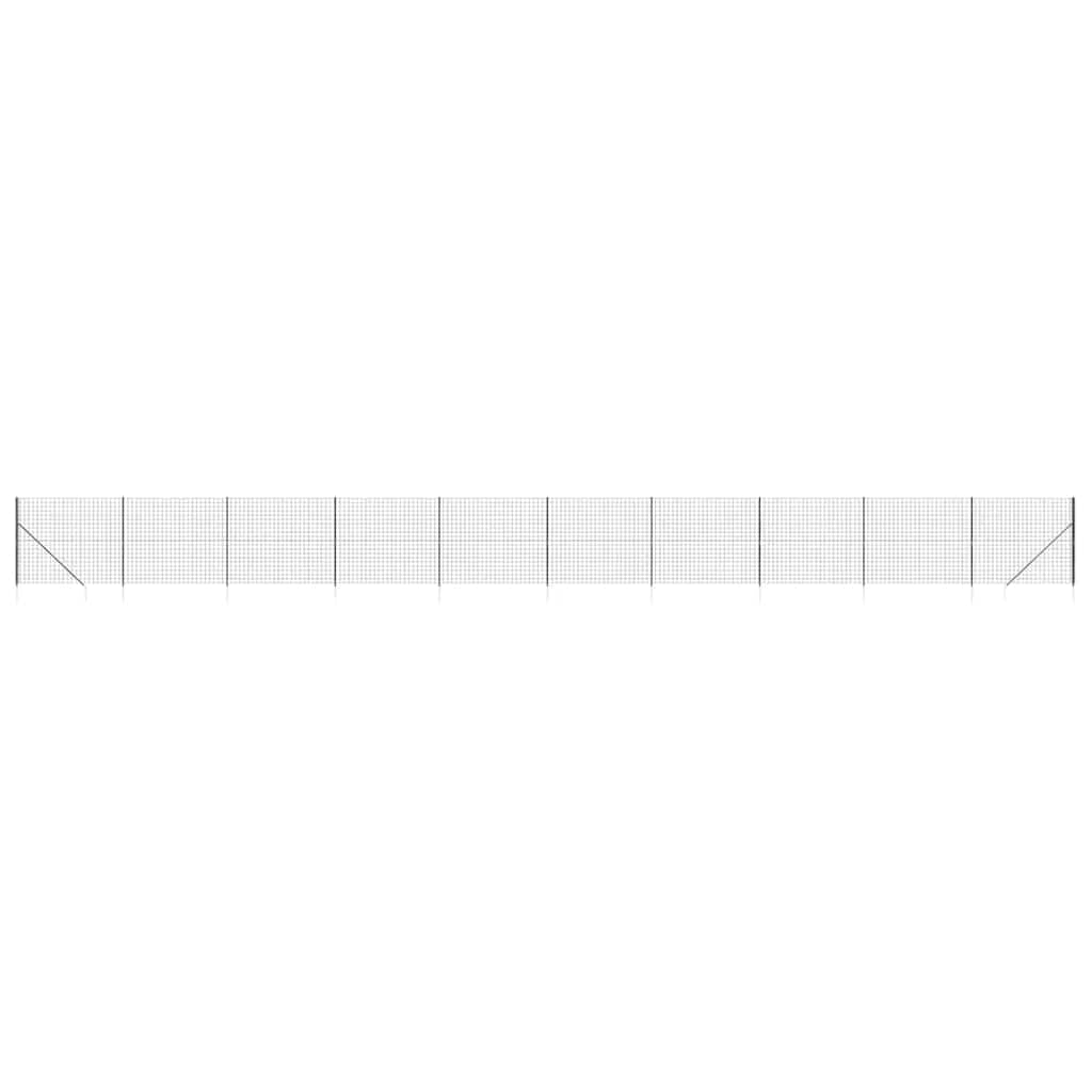 Wire Mesh Fence with Spike Anchors Anthracite 1.6x25 m Heavy Duty Galvanised Steel Security Barrier for Property and Animal Enclosure, PVC Coated Rust Resistant Fencing with Interlocking Design