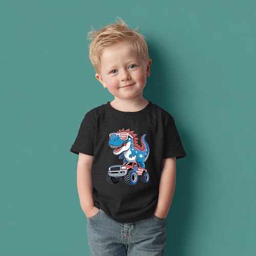 Image of Boys Constitution Day 250 Anniversary USA Shirt Independence Shirt 3-8T | for Kids Boys Girls Toddlers 3T-8T, 4th of July Dinos Flag Patriotic Tee, Independence Day