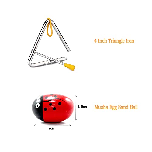 1 Pcs Musikalisches Dreieck, Triangel Musikinstrument + 1 Sand-Ei aus Holz, Schlaginstrument Klöppel, Mit Schlägel Frühpädagogisches Spielzeug, Stahl Rhythmus Percussion Für Kinder Erwachsene - Image 3