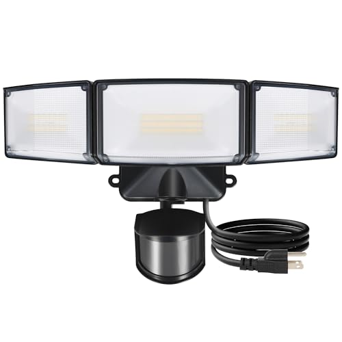 LUTEC 49W Motion Sensor Outdoor Lights, 5500 LM Plug in