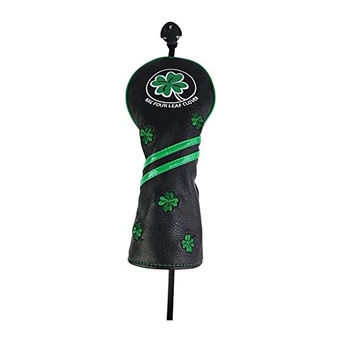 HELLO NRC Golf Headcovers Club Covers for Driver Fairway Woods Hybrid Clover Lucky Protector Headcover PU Leather with Interchangeable Number Tag (Black UT) Cover