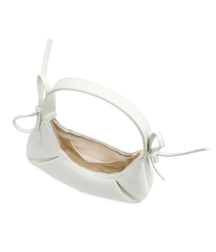 Bolso de hombro para mujer en cuero vegano pequeño y blanco miniatura 5