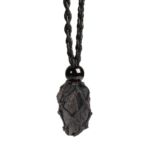Natural unprocessed crystal raw stone hand woven rope adjustable necklace pendant for both men and women