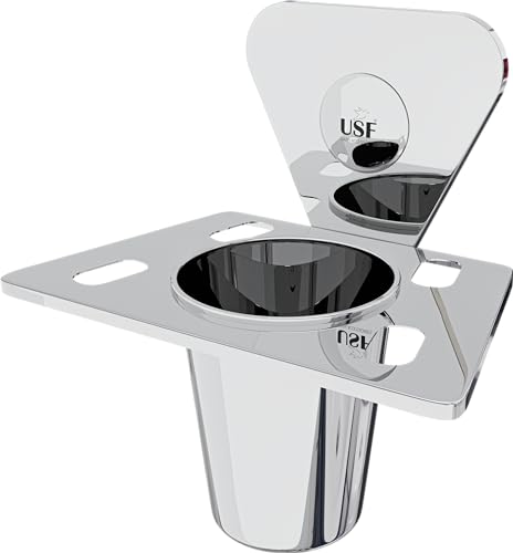 Image of USF Stainless Steel Tumbler Holder with Tumbler Stand, Wall Mounted Tumbler Stand for Brush & Toothpaste Storage, Easy Cleaning Access, 3 Years Warranty (Chrome, Pack of 1) - Pyramid