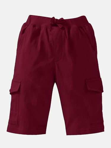 Image of KiddoPanti Boys Knit Solid Cargo Shorts | 100% Cotton | Comfortable Rib Waistband | 2 Front Pockets & 2 Cargo Pockets | Sport Bermuda Half Pant for Boys