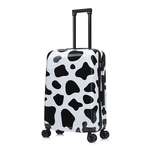 Image of InUSA Prints 26.82 inch Hardside Suitcase, 4-Wheeled Spinner, TSA Checkpoint Friendly, Cow Animal Print (IUAPC00M-COW)
