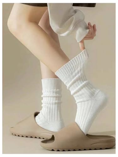 SHENHE Women's 1 Pair Knit Slouchy Breathable Solid Soft Mid Calf Slouch Crew Socks2