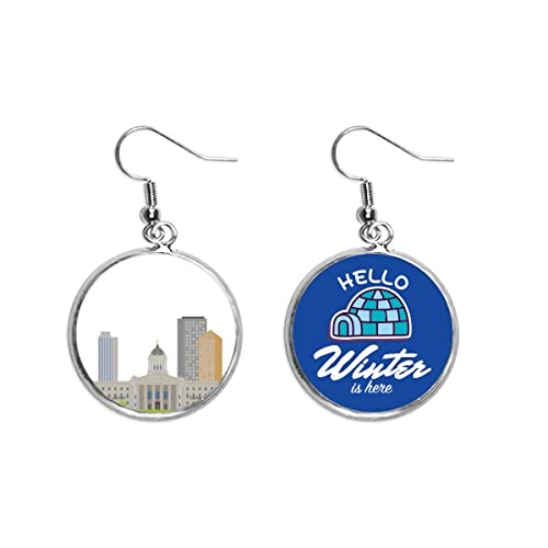 Pendientes de gota con diseño de edificios de Canadá en invierno joyería elegante