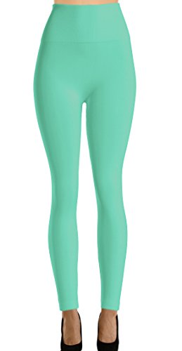 Docele Women Fleece-lined Solid Color Leggings 1301 (Mint) - //coolthings.us