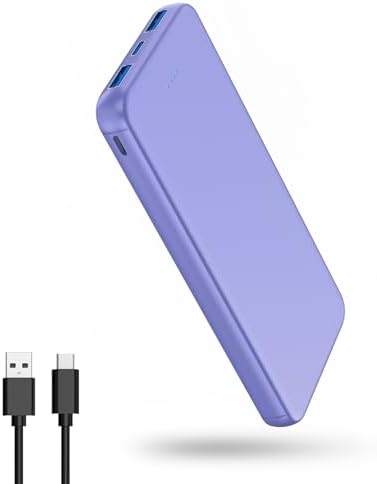 VANYUST Portable Charger, 10000mAh 5V/3A Power Bank, USB-C in&Out Fast Charging Battery Pack, External Powerbank Compatible with iPhone 16 15 14 13 12 Samsung S22 S21 Google iPad etc (Purple)