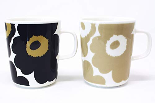 マリメッコ UNIKKO（ウニッコ）マグカップ/黒, ベージュ セット