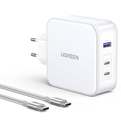 Ugreen USB-A+2 USB-C 140W GaN Tech Fast Charger with C to C Cable 2M EU White 15339