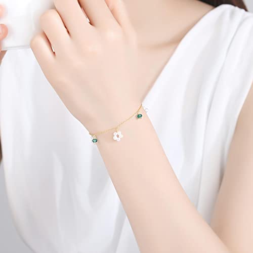 Bracelet en argent 925 avec topaze verte et perles naturelles de culture